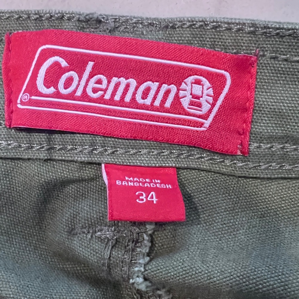 Coleman Olive Green Canvas Utility Shorts Size 34 Stretch Cotton Outdoor READ - Picture 2 of 11